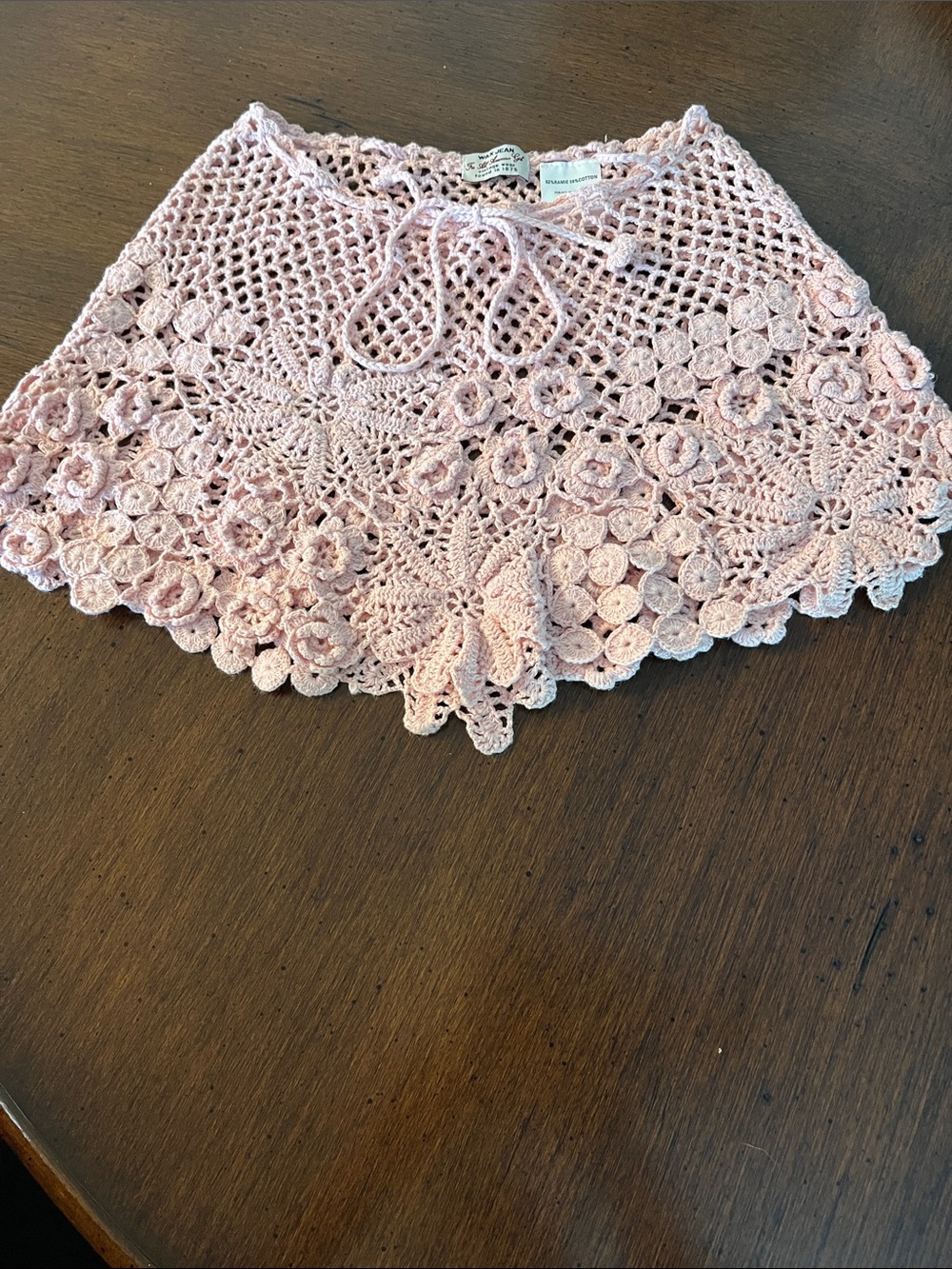 Wax Jean Light Pink Crochet Bathing Suit Skirt